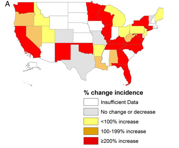 hepatitis c incidence increase in the us