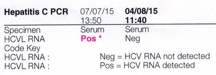 Pathology result hep C treatment