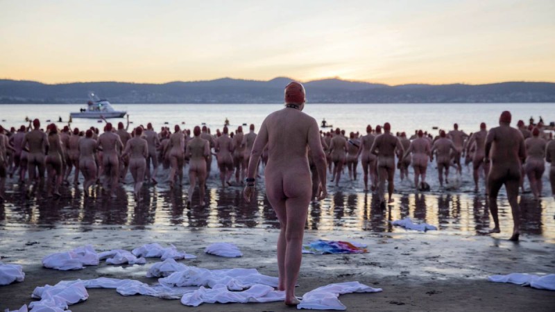 A crowd of 752 naked swimmers plunged into... 